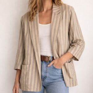 Vintage Kenzo Paris Blazer Neutral Stripe 90s Quiet Luxury Jacket